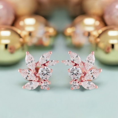 Rose Gold CZ Bridal Earrings