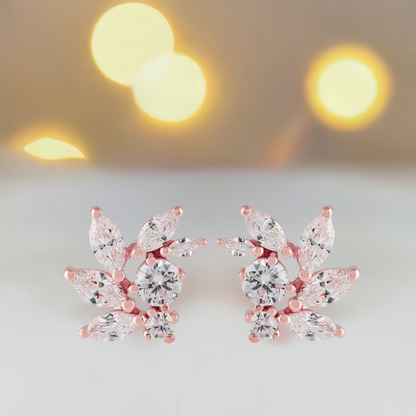 Rose Gold CZ Bridal Earrings