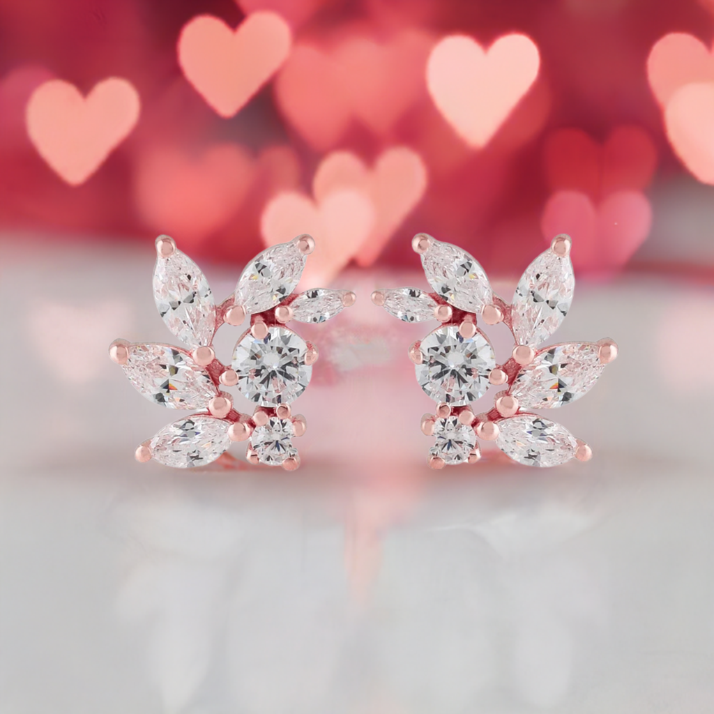 Rose Gold CZ Bridal Earrings