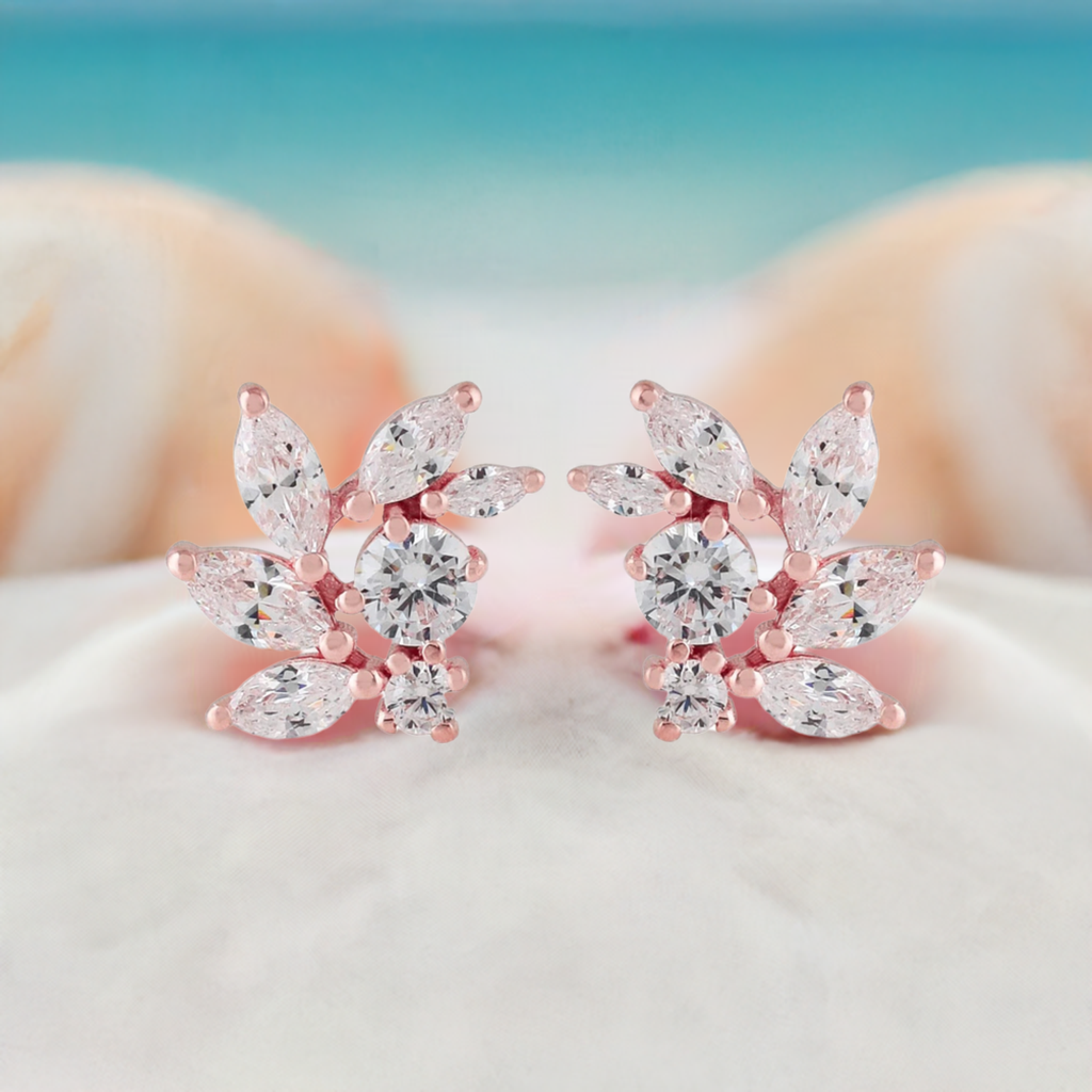 Rose Gold CZ Bridal Earrings