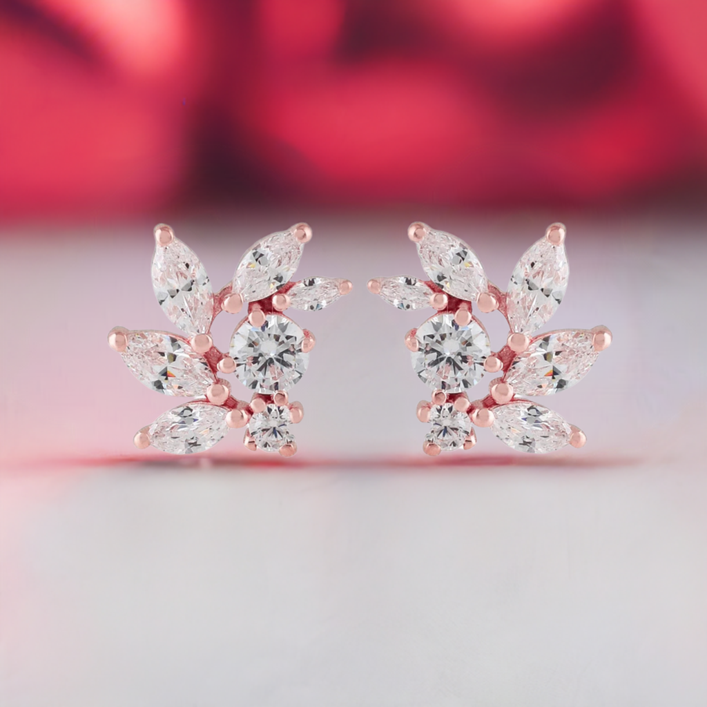 Rose Gold CZ Bridal Earrings