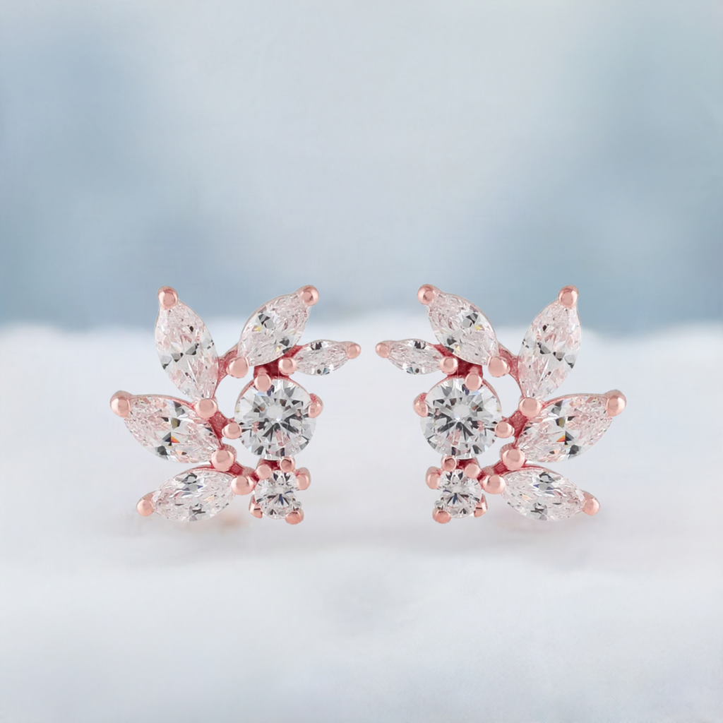 Rose Gold CZ Bridal Earrings