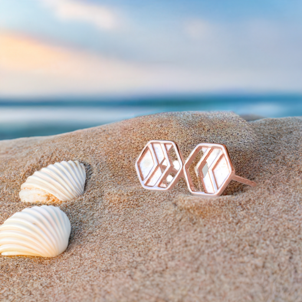 Rose Gold Chevron Stud Earrings