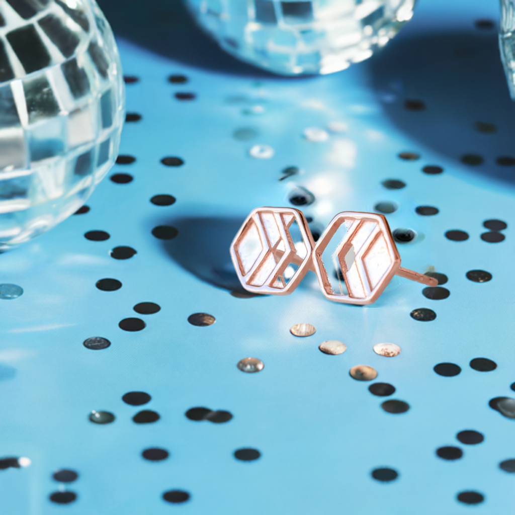 Rose Gold Chevron Stud Earrings