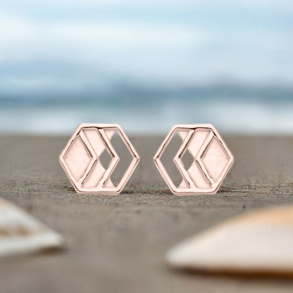 Rose Gold Chevron Stud Earrings