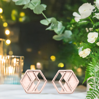 Rose Gold Chevron Stud Earrings