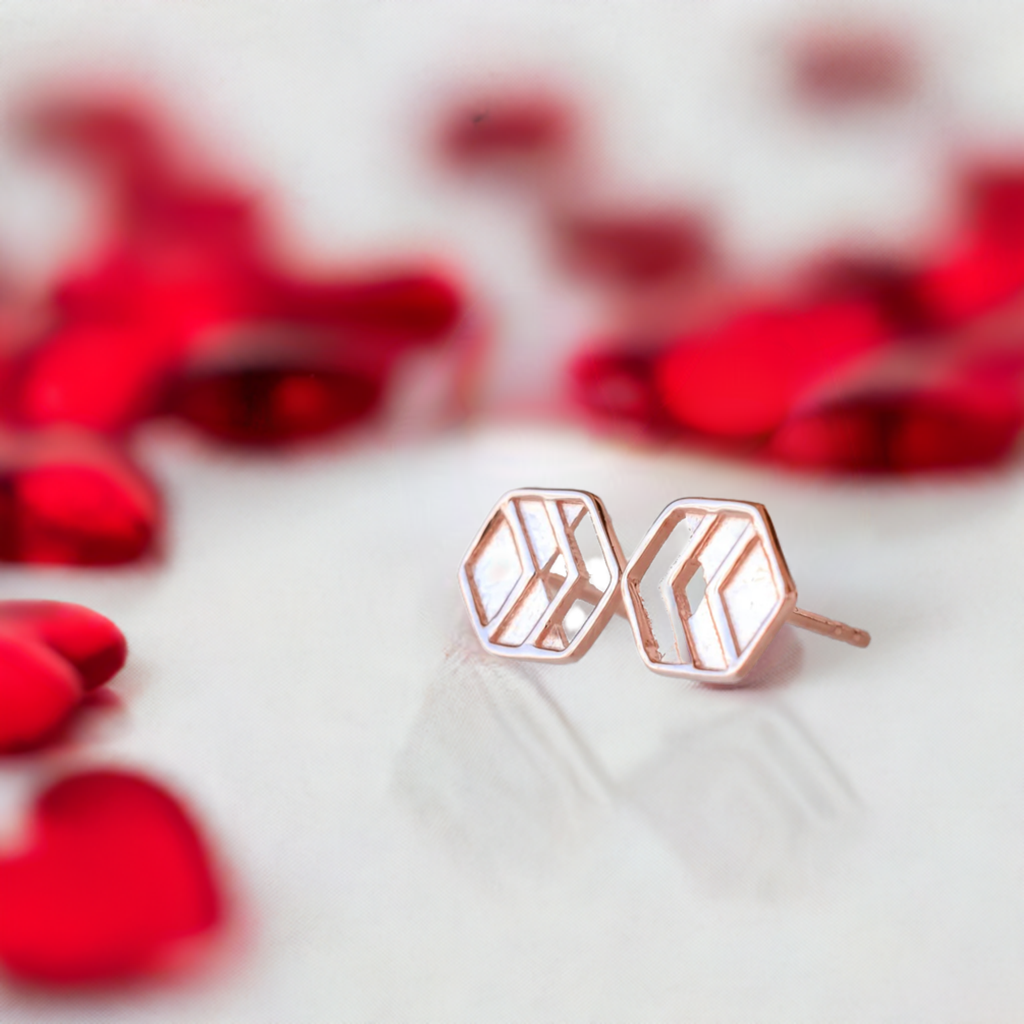 Rose Gold Chevron Stud Earrings