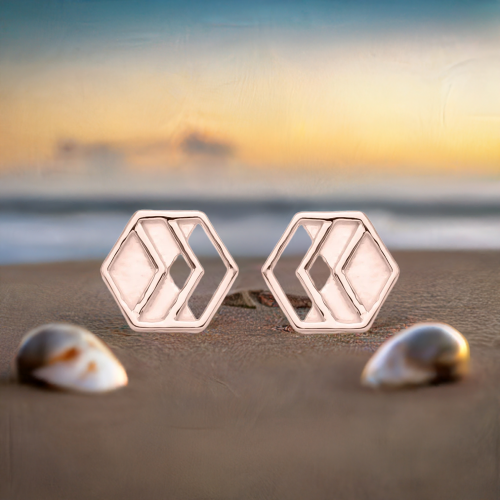 Rose Gold Chevron Stud Earrings