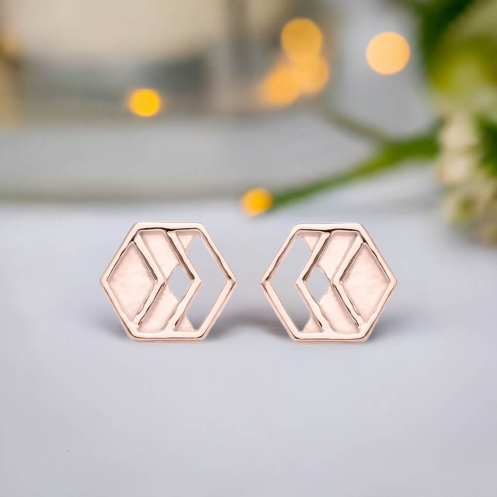 Rose Gold Chevron Stud Earrings