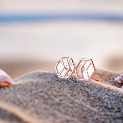 Rose Gold Chevron Stud Earrings