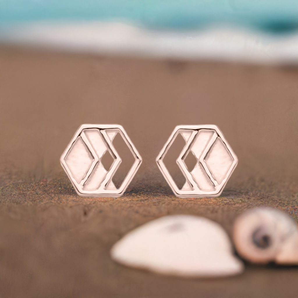 Rose Gold Chevron Stud Earrings