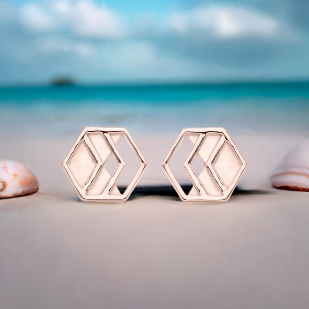 Rose Gold Chevron Stud Earrings