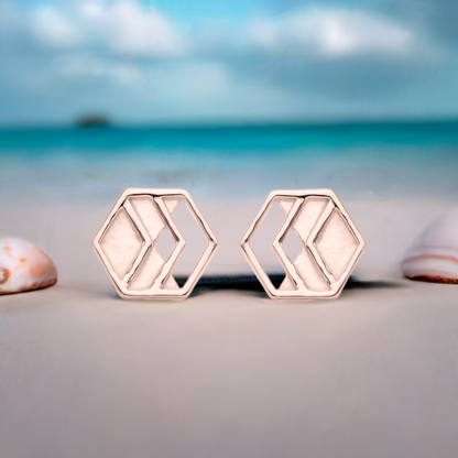 Rose Gold Chevron Stud Earrings