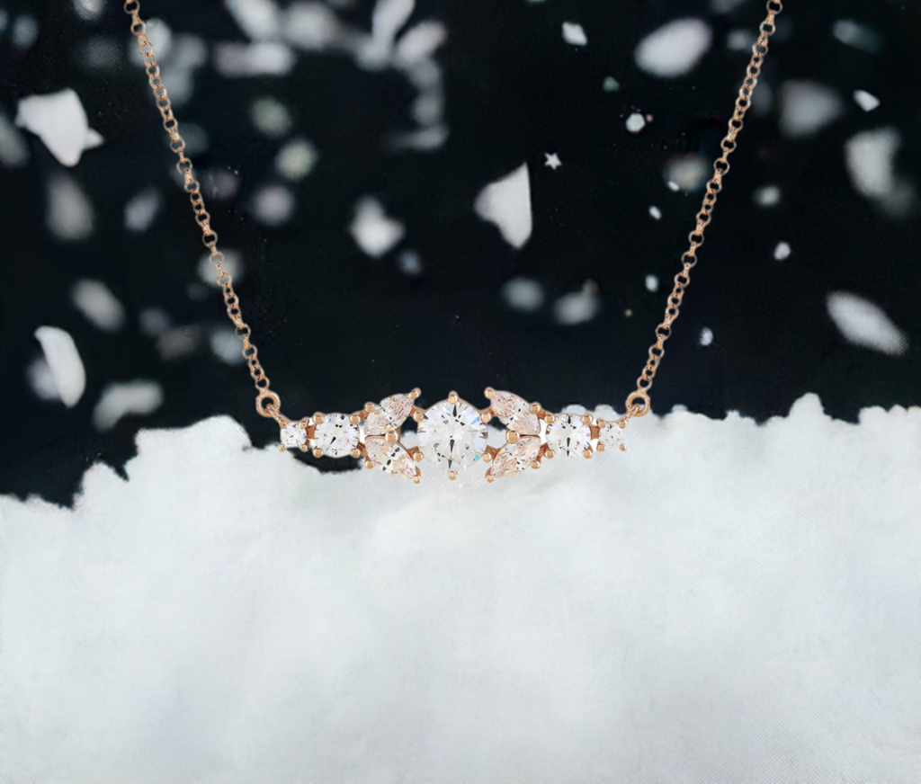 Rose Gold Crystal Bar Necklace