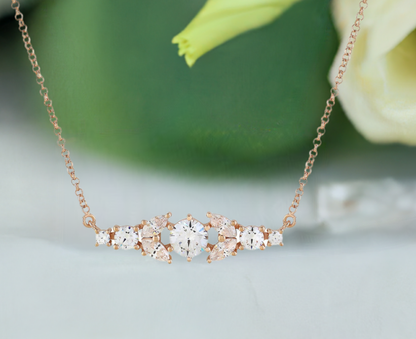 Rose Gold Crystal Bar Necklace