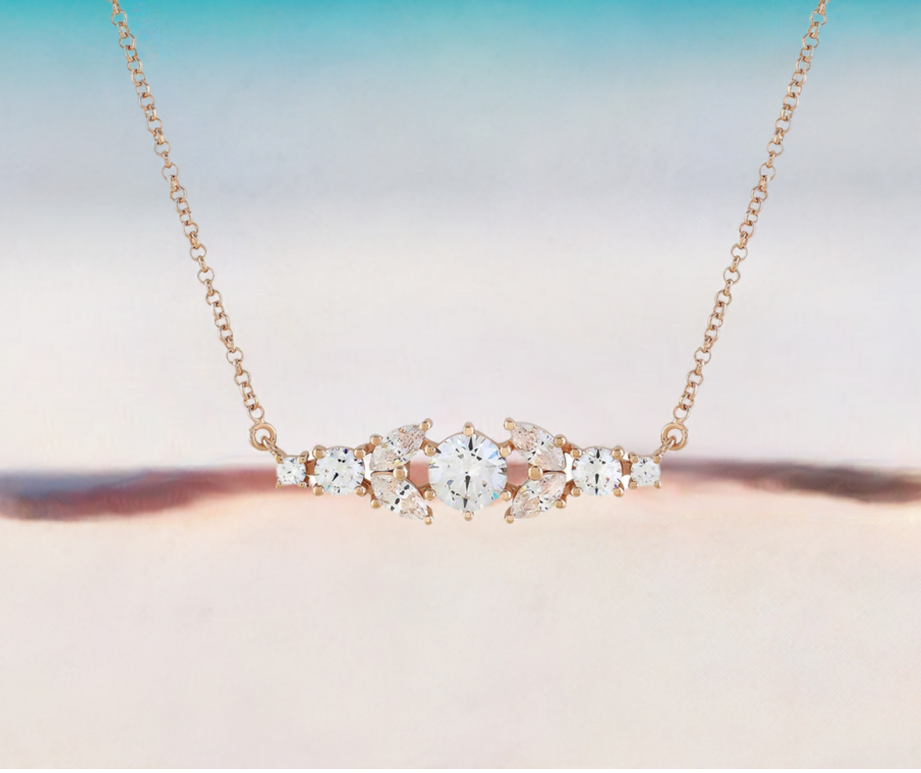 Rose Gold Crystal Bar Necklace