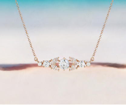 Rose Gold Crystal Bar Necklace