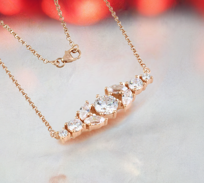 Rose Gold Crystal Bar Necklace