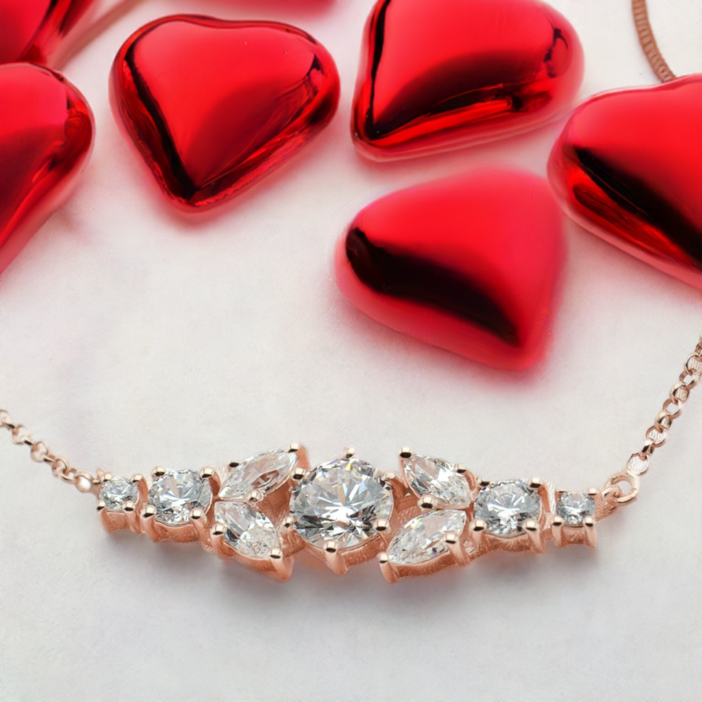 Rose Gold Crystal Bar Necklace