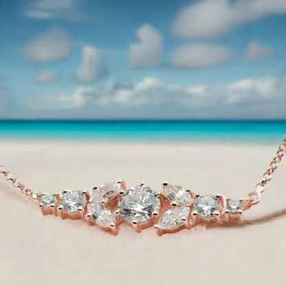 Rose Gold Crystal Bar Necklace