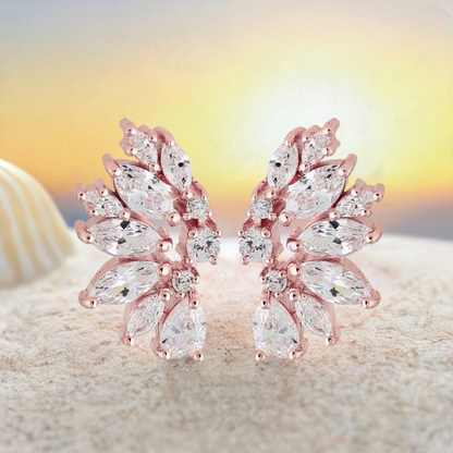 Rose Gold Crystal Wedding Earrings