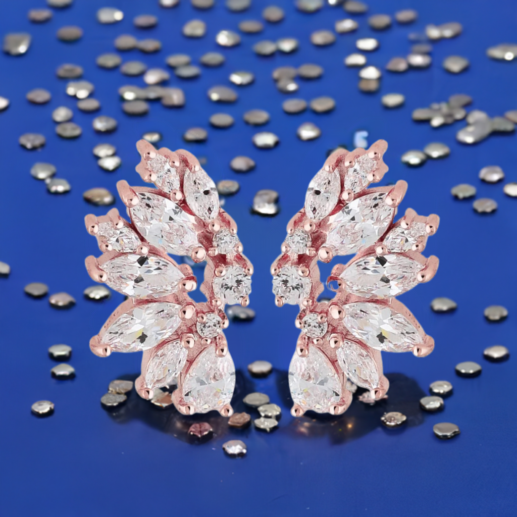 Rose Gold Crystal Wedding Earrings