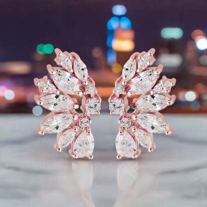 Rose Gold Crystal Wedding Earrings