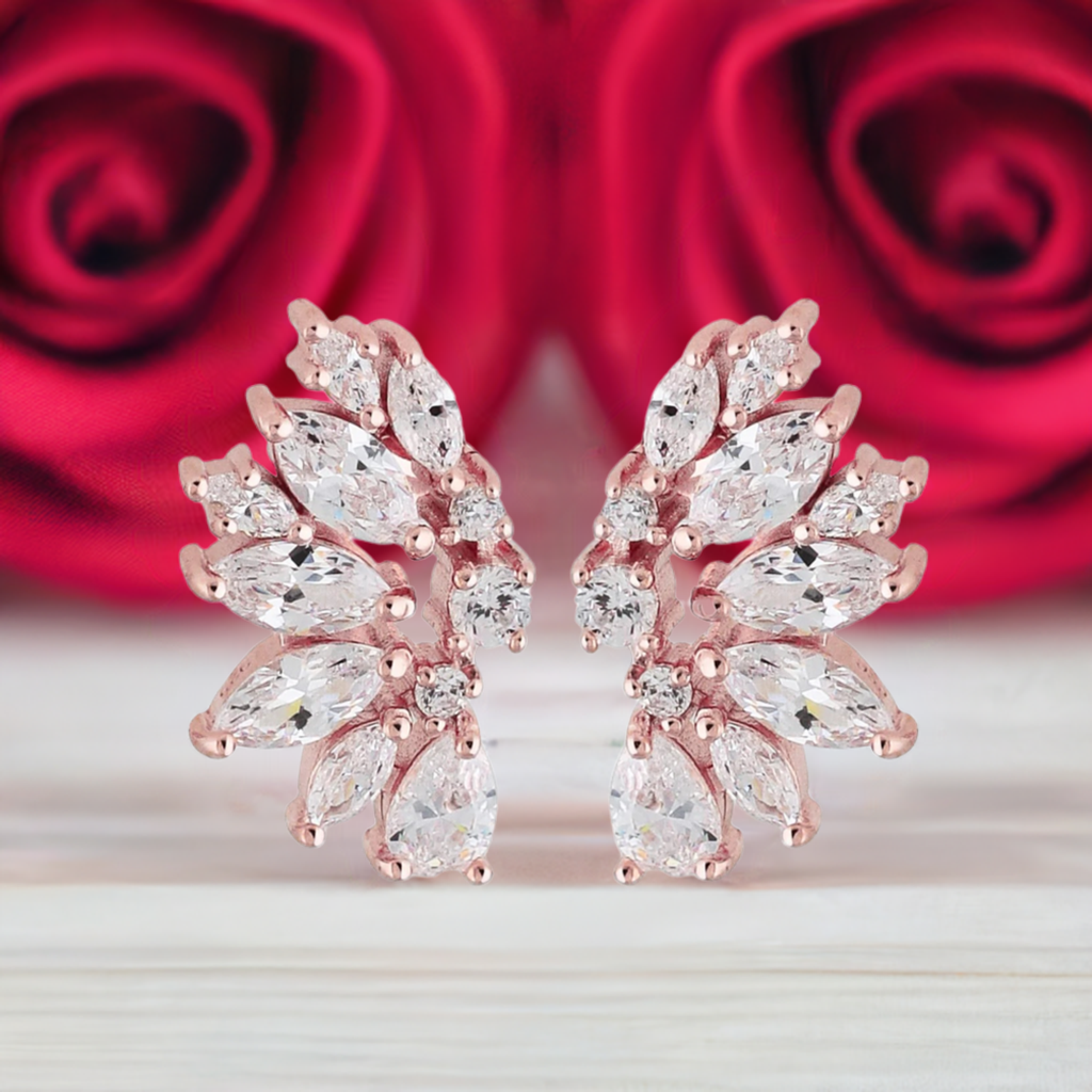 Rose Gold Crystal Wedding Earrings