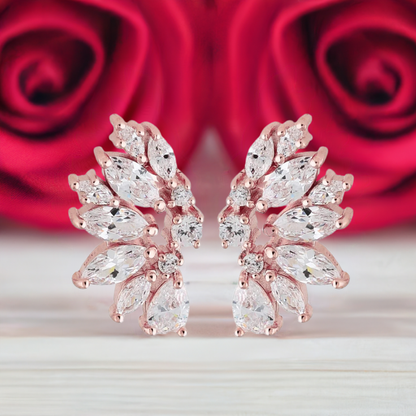 Rose Gold Crystal Wedding Earrings