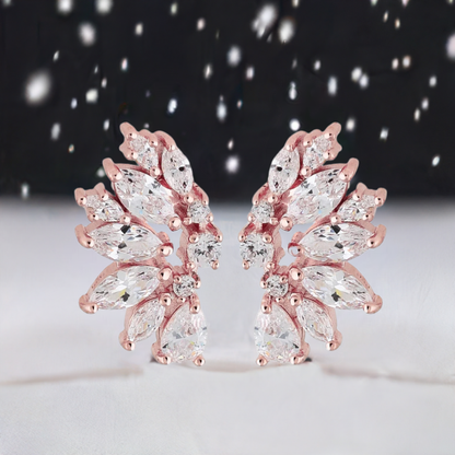 Rose Gold Crystal Wedding Earrings