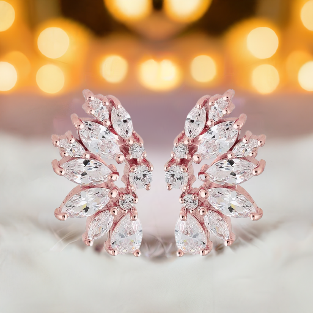 Rose Gold Crystal Wedding Earrings