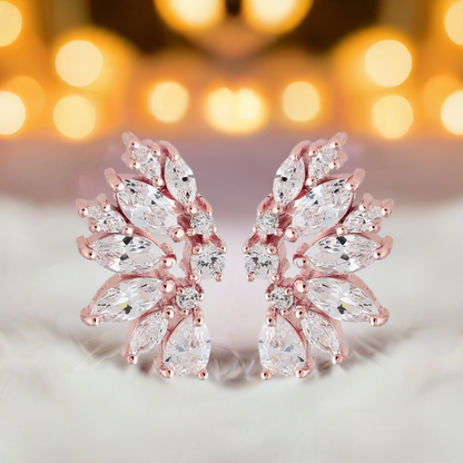 Rose Gold Crystal Wedding Earrings