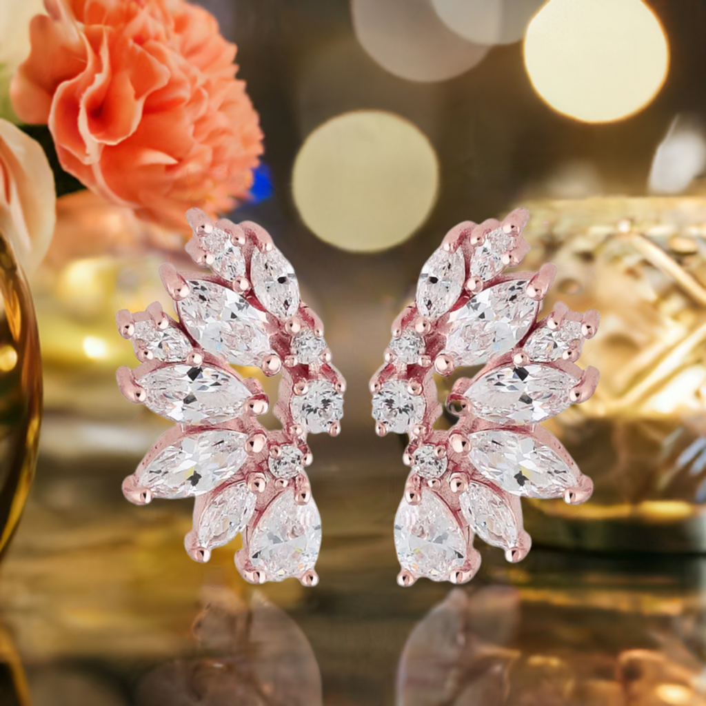 Rose Gold Crystal Wedding Earrings