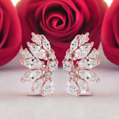 Rose Gold Crystal Wedding Earrings