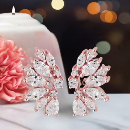 Rose Gold Crystal Wedding Earrings