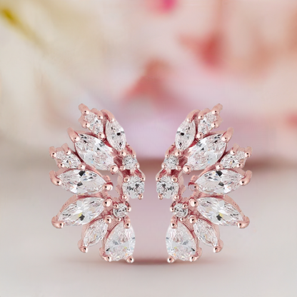 Rose Gold Crystal Wedding Earrings