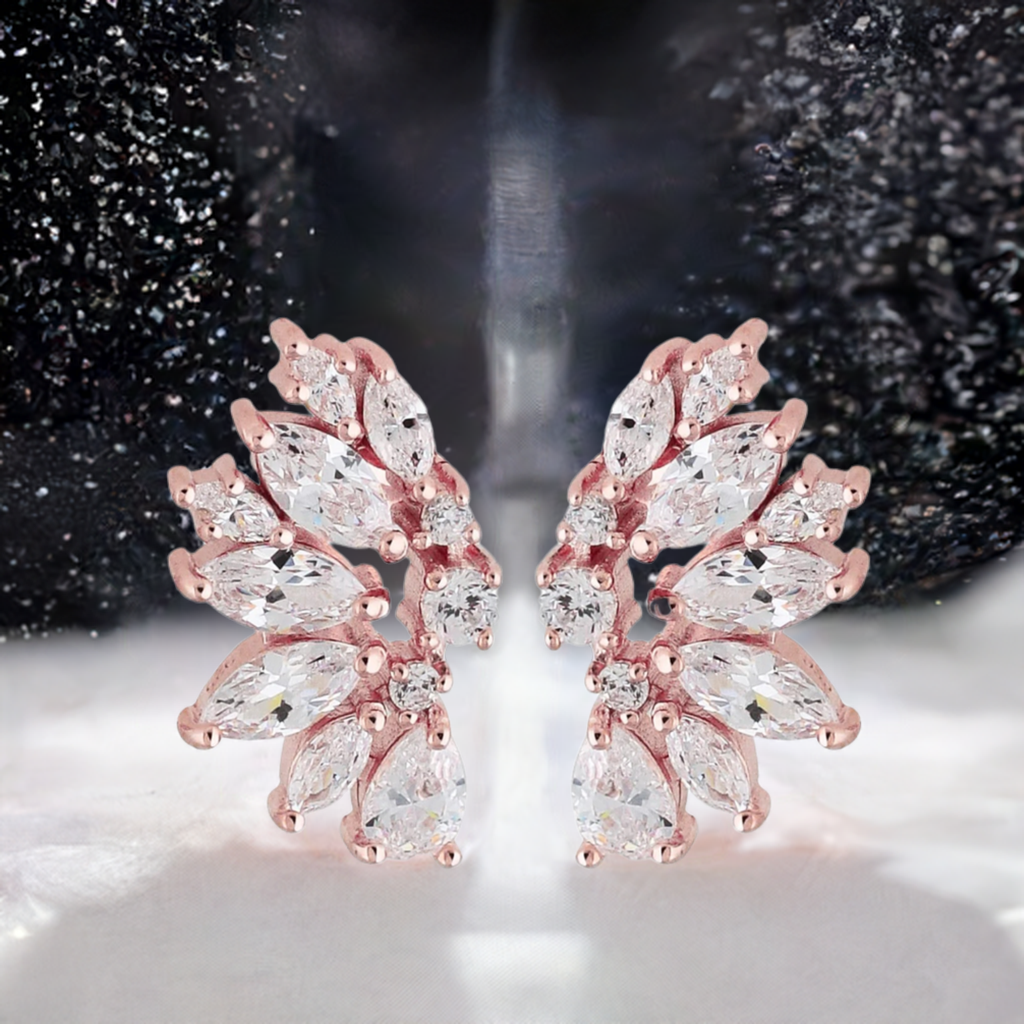 Rose Gold Crystal Wedding Earrings