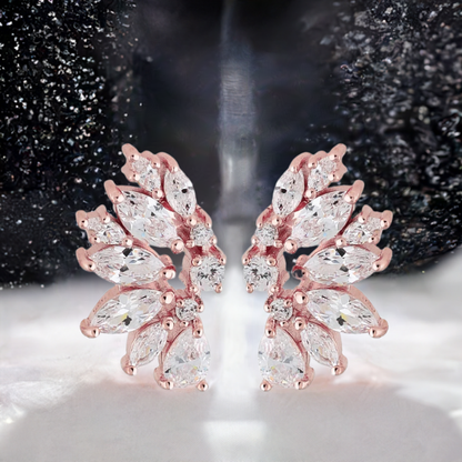 Rose Gold Crystal Wedding Earrings