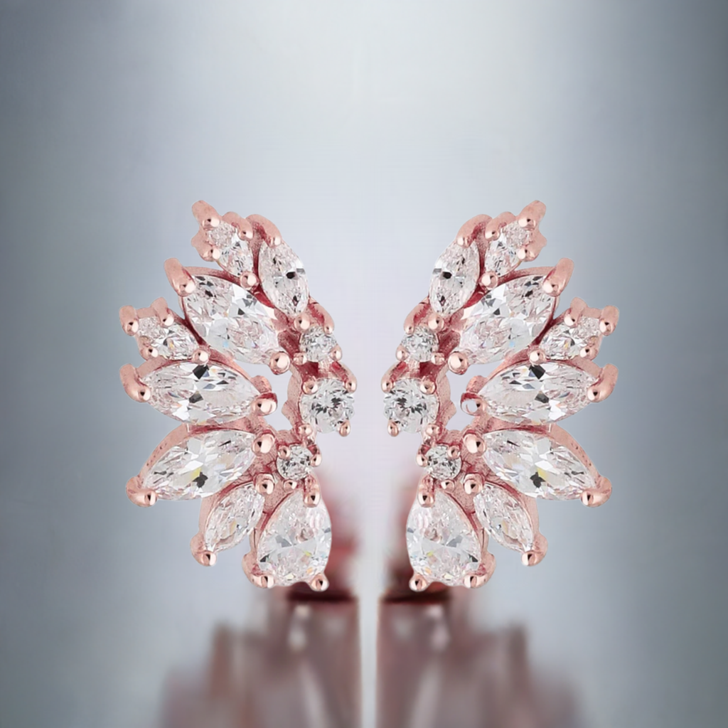 Rose Gold Crystal Wedding Earrings