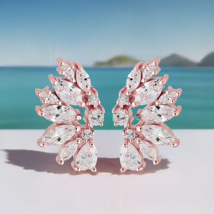 Rose Gold Crystal Wedding Earrings