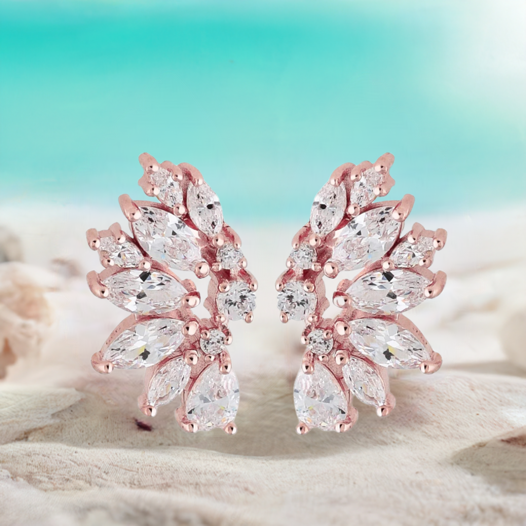 Rose Gold Crystal Wedding Earrings