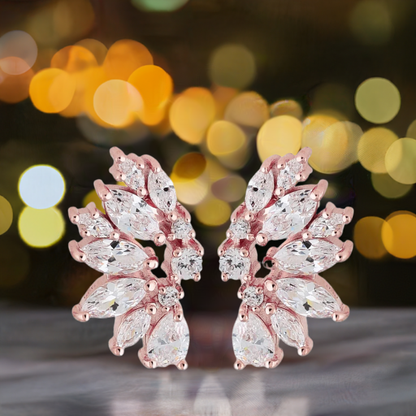 Rose Gold Crystal Wedding Earrings