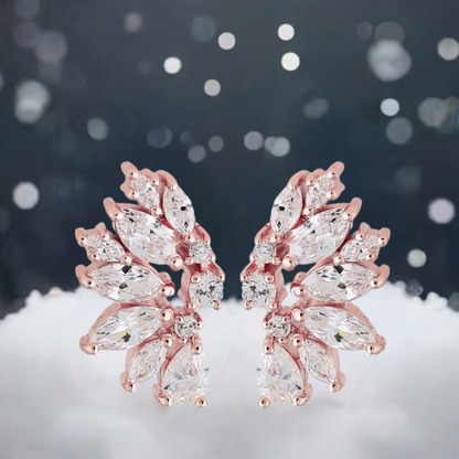 Rose Gold Crystal Wedding Earrings