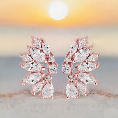 Rose Gold Crystal Wedding Earrings