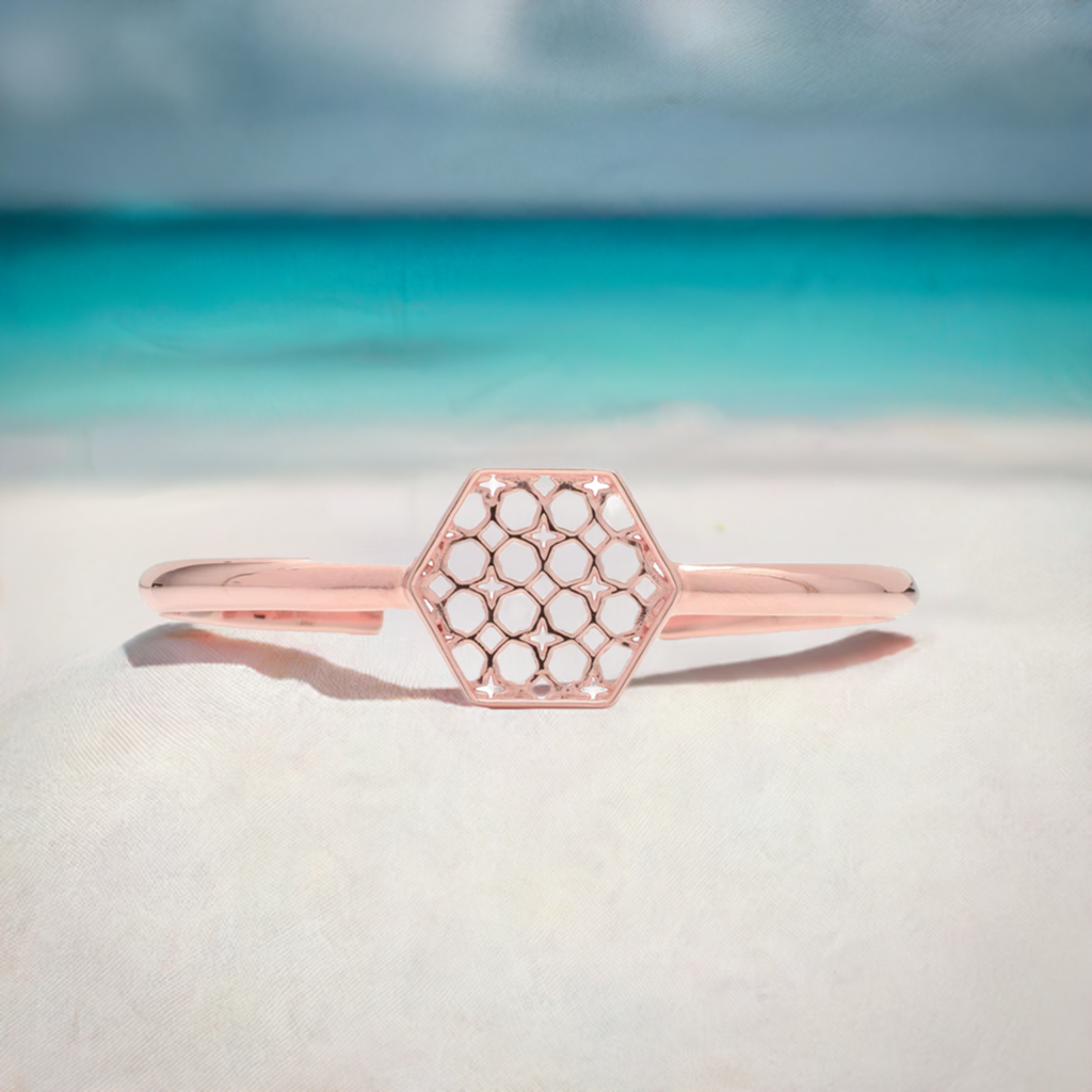 Rose Gold Hex Filigree Bracelet