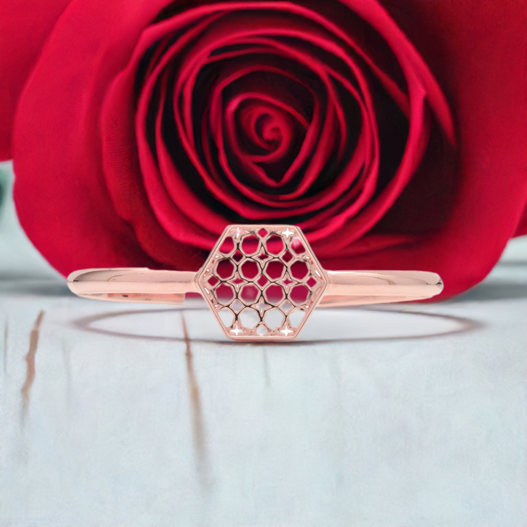 Rose Gold Hex Filigree Bracelet