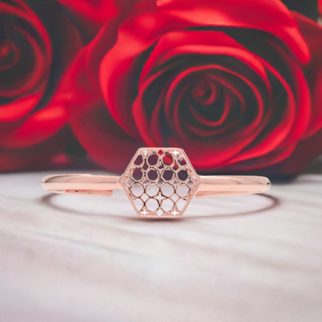 Rose Gold Hex Filigree Bracelet