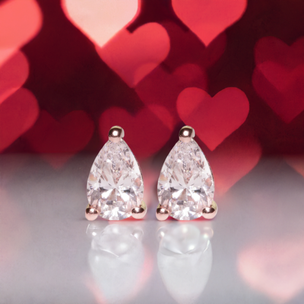 Rose Gold Pear Shaped Crystal Earrings