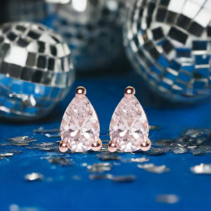 Rose Gold Pear Shaped Crystal Earrings