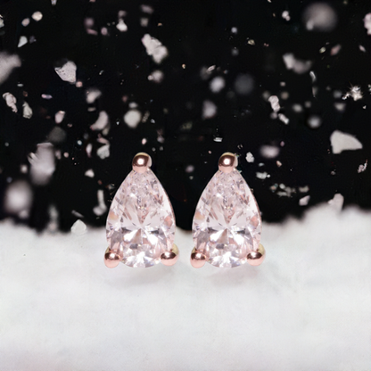 Rose Gold Pear Shaped Crystal Earrings